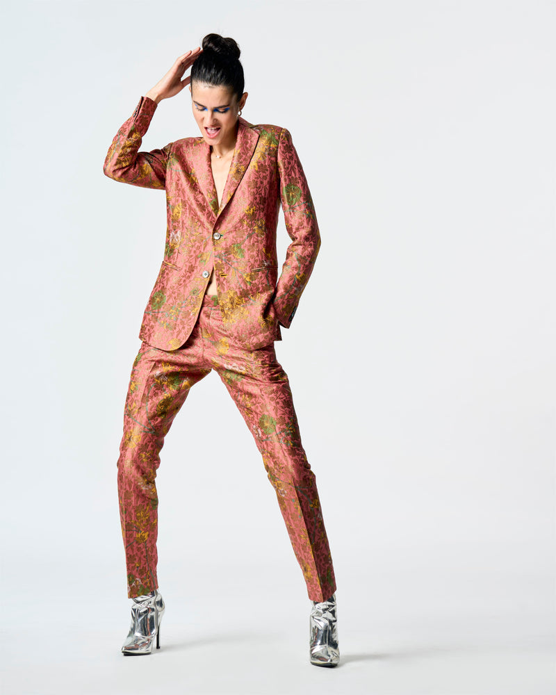 Summer-Jacket Blazer Rana Rose Silk Brocade-Fashion Edit Orchard-WOW306SB537-SUKETDHIR - Shop Cult Modern