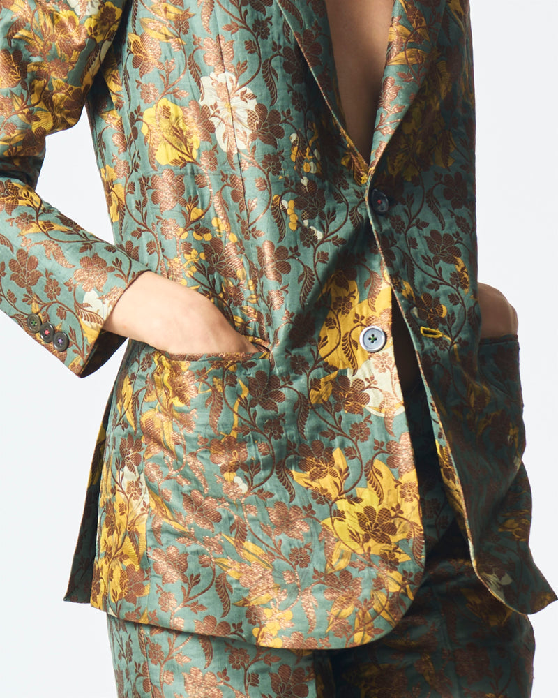 Summer-Jacket Blazer Rana Sage Silk Brocade-Fashion Edit Orchard-WOW306SB538-SUKETDHIR - Shop Cult Modern