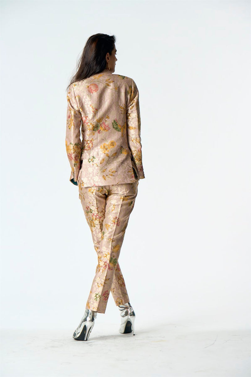 Summer-Jacket Blazer Rana Pink Silk Brocade-Fashion Edit Orchard-WOW306SB544-SUKETDHIR - Shop Cult Modern