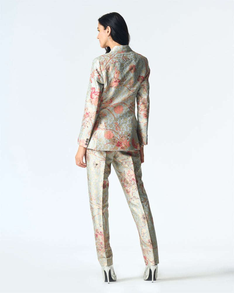 Summer-Jacket Blazer Rana Blue Silk Brocade-Fashion Edit Orchard-WOW306SB545-SUKETDHIR - Shop Cult Modern