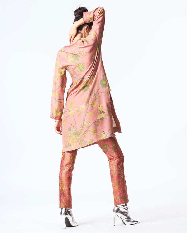 Summer-Trousers Classic Rose Silk Brocade-Fashion Edit Orchard-WP103SB537-SUKETDHIR - Shop Cult Modern