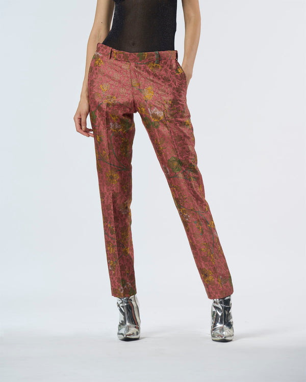 Summer-Trousers Classic Rose Silk Brocade-Fashion Edit Orchard-WP103SB537-SUKETDHIR - Shop Cult Modern