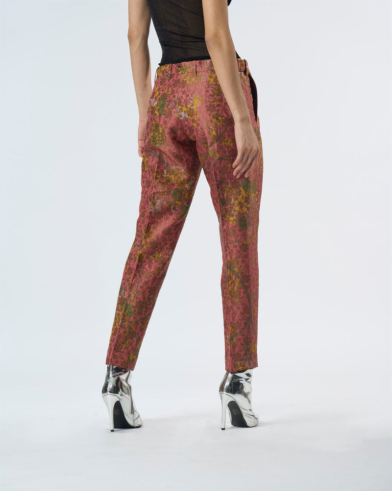 Summer-Trousers Classic Rose Silk Brocade-Fashion Edit Orchard-WP103SB537-SUKETDHIR - Shop Cult Modern