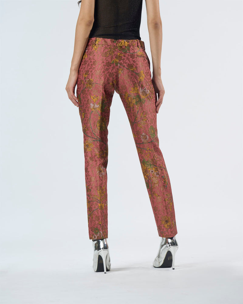 Summer-Trousers Classic Rose Silk Brocade-Fashion Edit Orchard-WP103SB537-SUKETDHIR - Shop Cult Modern