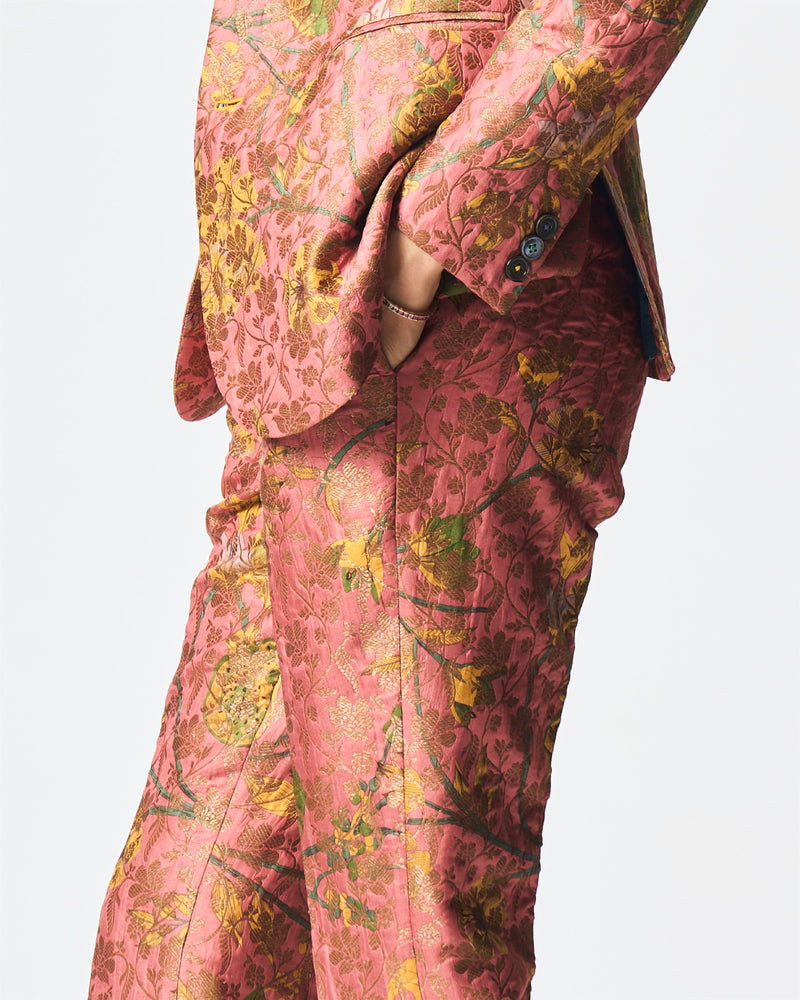 Summer-Trousers Classic Rose Silk Brocade-Fashion Edit Orchard-WP103SB537-SUKETDHIR - Shop Cult Modern