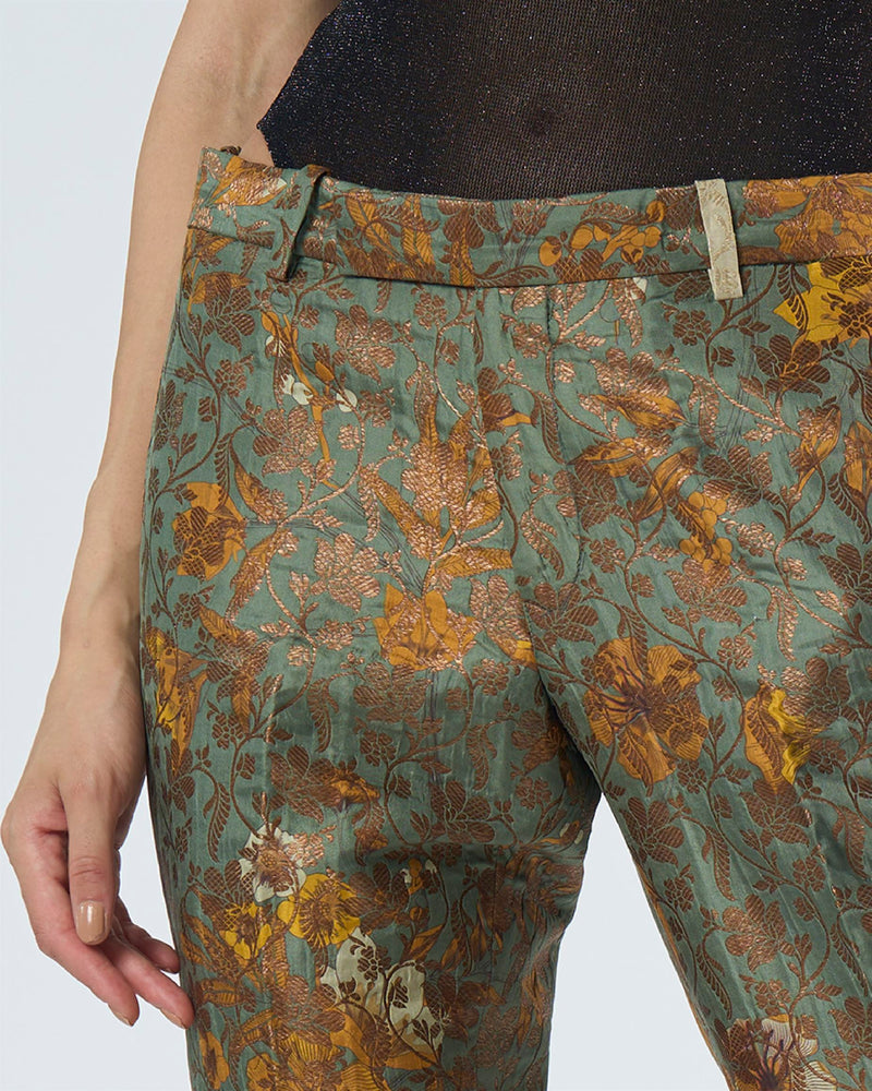 Summer-Trousers Classic Sage Silk Brocade-Fashion Edit Orchard-WP103SB538-SUKETDHIR - Shop Cult Modern