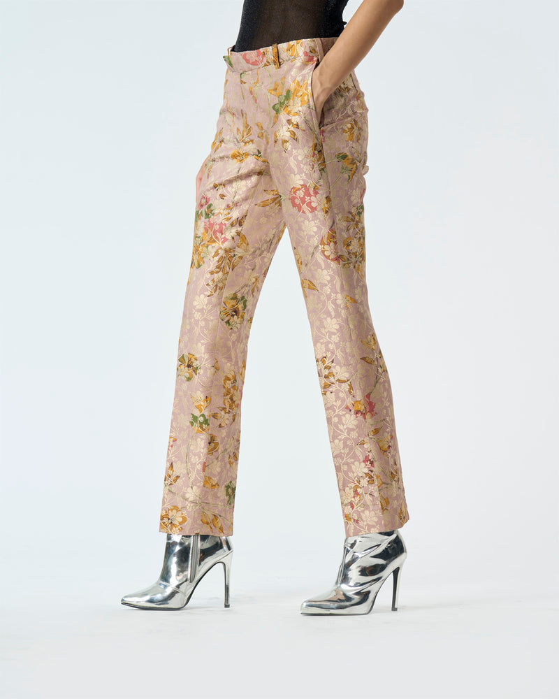 Summer-Trousers Classic Pink Silk Brocade-Fashion Edit Orchard-WP103SB544-SUKETDHIR - Shop Cult Modern