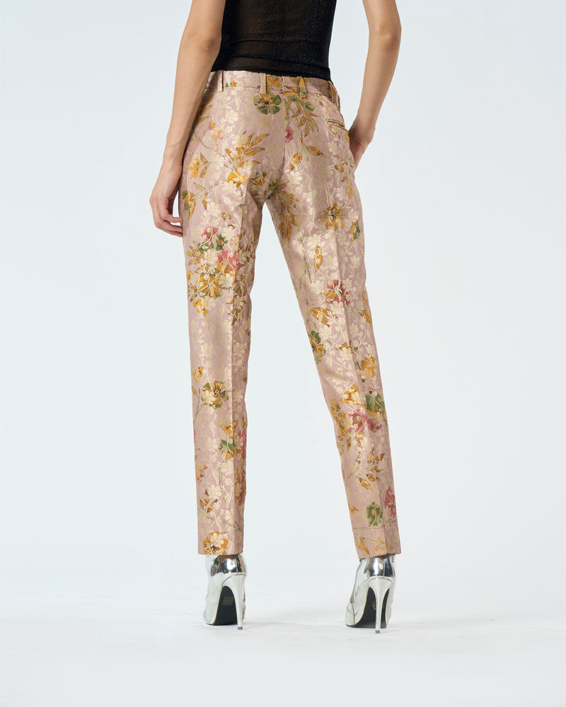 Summer-Trousers Classic Pink Silk Brocade-Fashion Edit Orchard-WP103SB544-SUKETDHIR - Shop Cult Modern