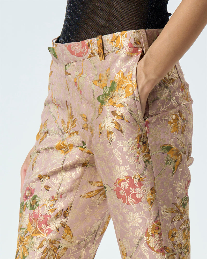 Summer-Trousers Classic Pink Silk Brocade-Fashion Edit Orchard-WP103SB544-SUKETDHIR - Shop Cult Modern