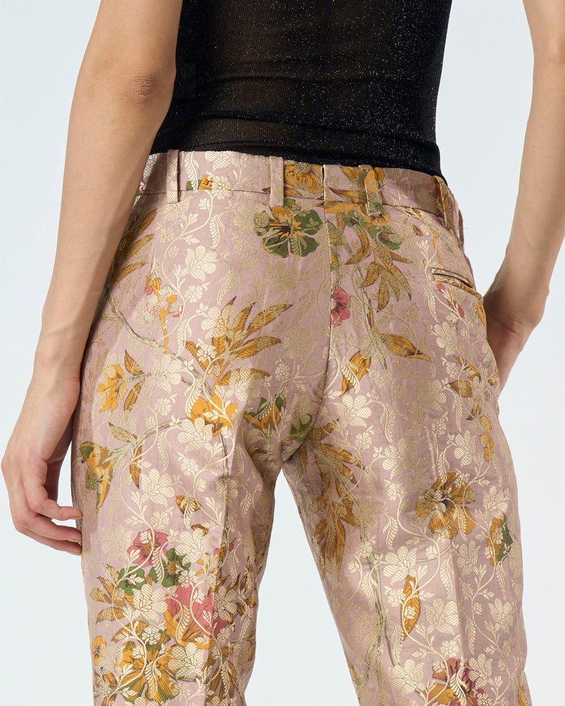 Summer-Trousers Classic Pink Silk Brocade-Fashion Edit Orchard-WP103SB544-SUKETDHIR - Shop Cult Modern