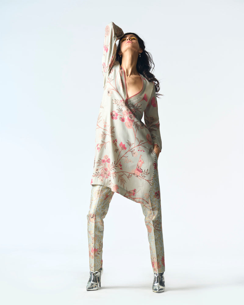 Summer-Trousers Classic Blue Silk Brocade-Fashion Edit Orchard-WP103SB545-SUKETDHIR - Shop Cult Modern