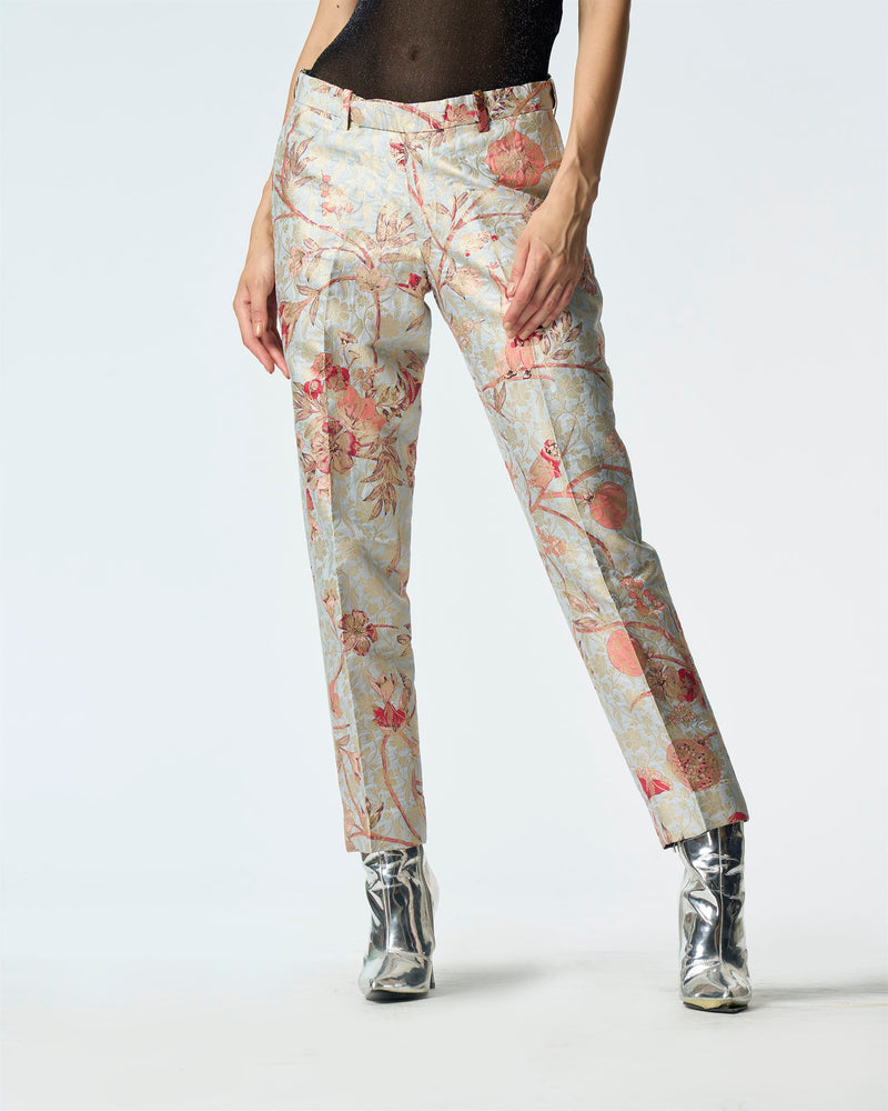 Summer-Trousers Classic Blue Silk Brocade-Fashion Edit Orchard-WP103SB545-SUKETDHIR - Shop Cult Modern