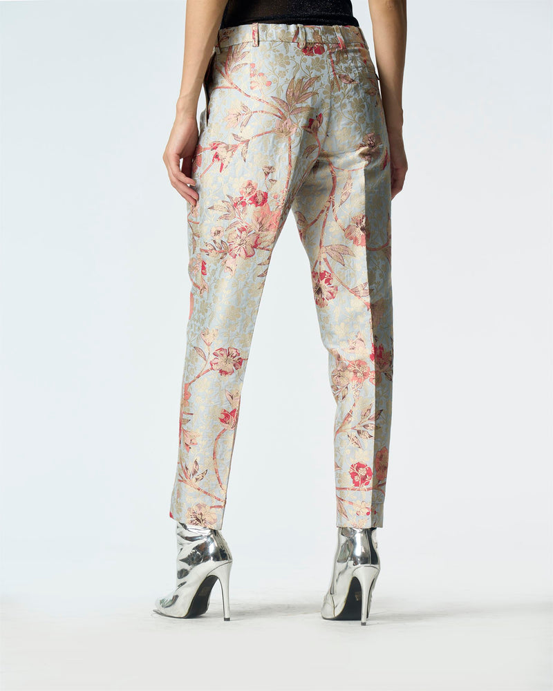 Summer-Trousers Classic Blue Silk Brocade-Fashion Edit Orchard-WP103SB545-SUKETDHIR - Shop Cult Modern