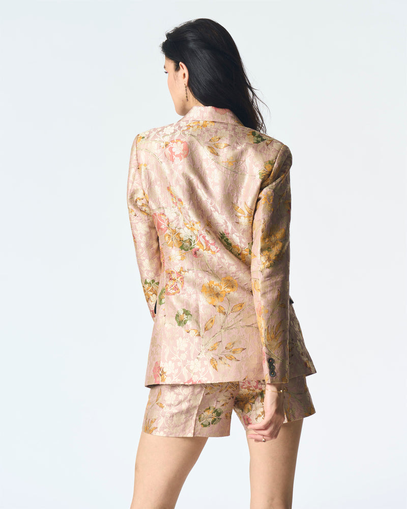 Summer-Shorts Short Pink Silk Brocade-Fashion Edit Orchard-WP114SB544-SUKETDHIR - Shop Cult Modern