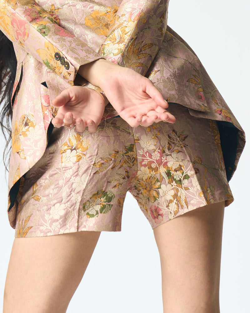 Summer-Shorts Short Pink Silk Brocade-Fashion Edit Orchard-WP114SB544-SUKETDHIR - Shop Cult Modern