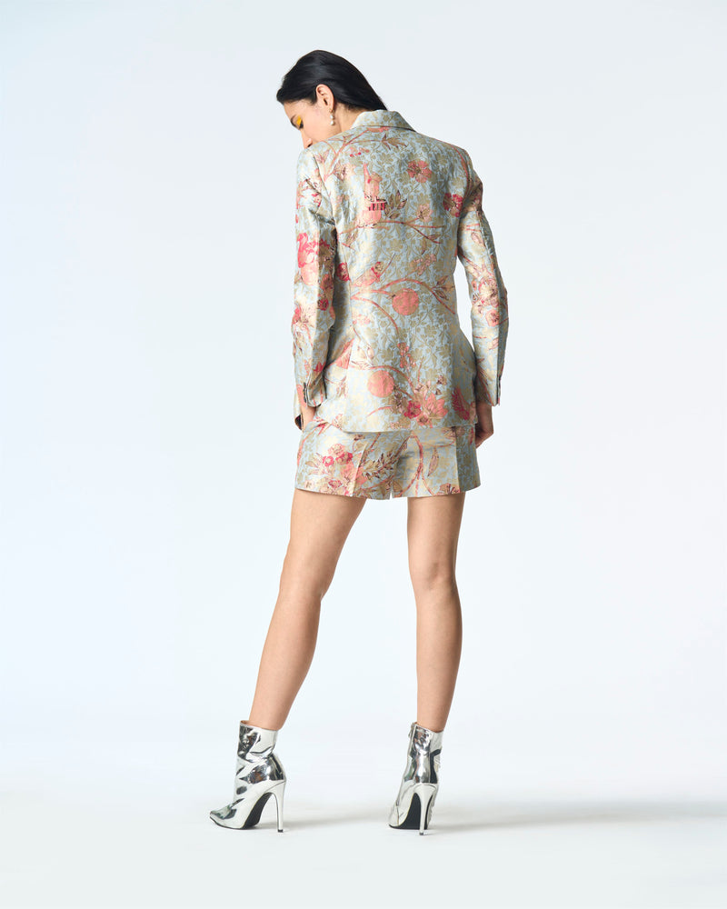 Summer-Shorts Short Blue Silk Brocade-Fashion Edit Orchard-WP114SB545-SUKETDHIR - Shop Cult Modern