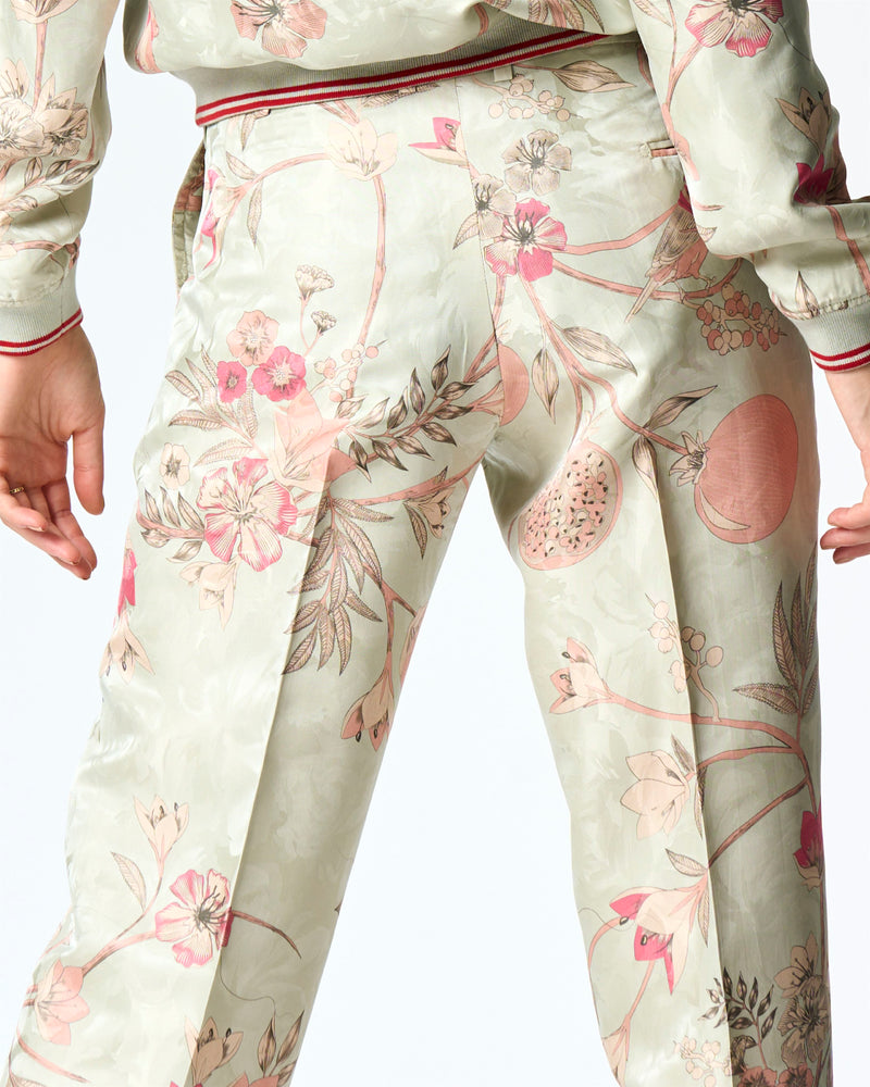 Summer-Trousers Straight Fit Blue Silk Damask-Fashion Edit Orchard-WP532SJ545-SUKETDHIR - Shop Cult Modern