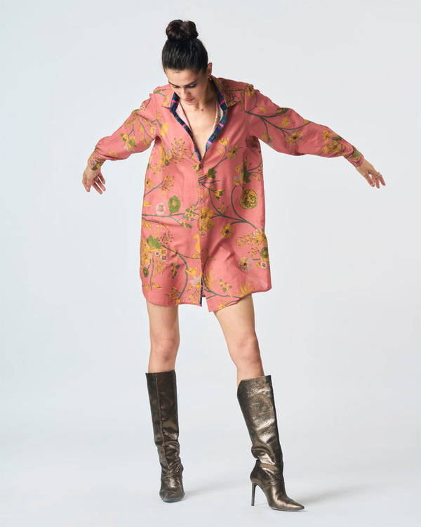 Summer-Shirt Oversized Rose Cotton Silk-Fashion Edit Orchard-WS470CSC537-SUKETDHIR - Shop Cult Modern