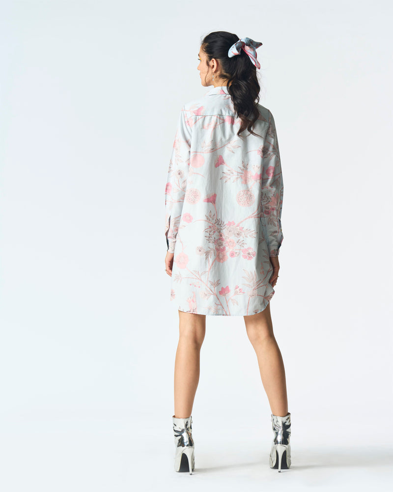 Summer-Shirt Oversized Blue Cotton Silk-Fashion Edit Orchard-WS470CSC545-SUKETDHIR - Shop Cult Modern