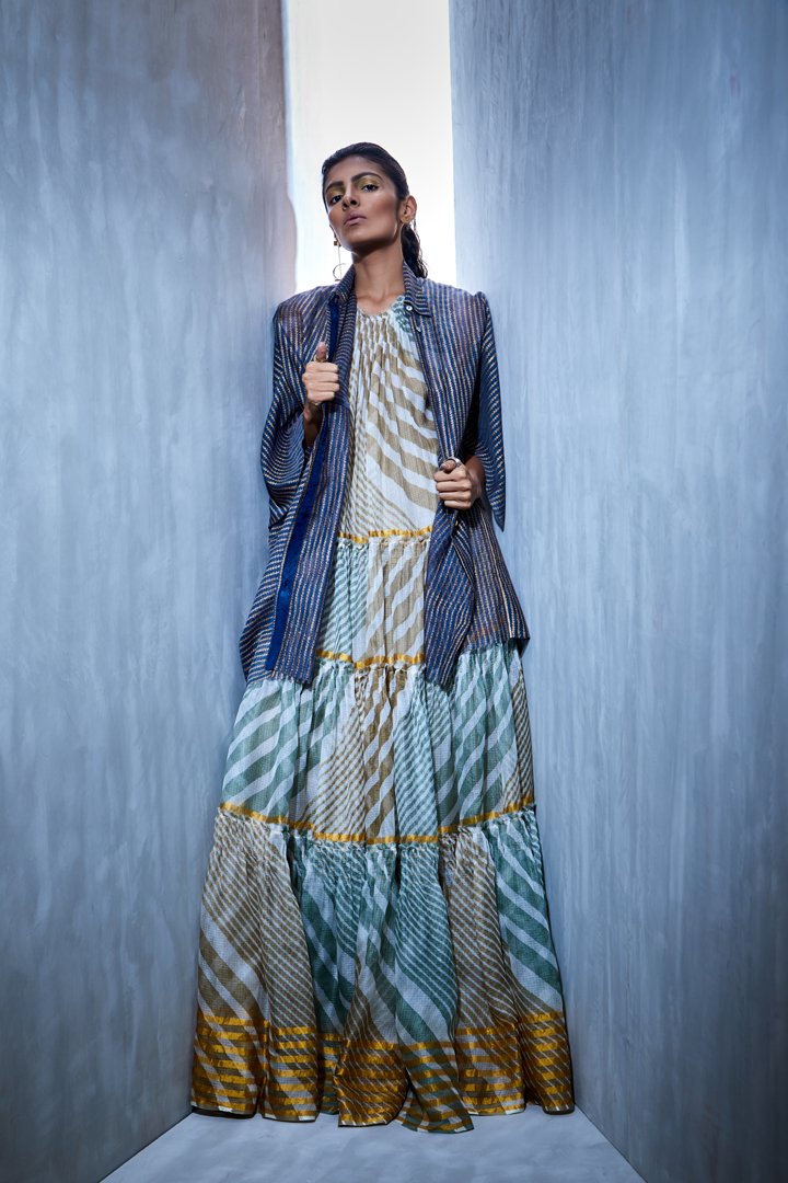 Urvashi Kaur   I   Blockprinted Chanderi Silk Oversized Shirt - Shop Cult Modern