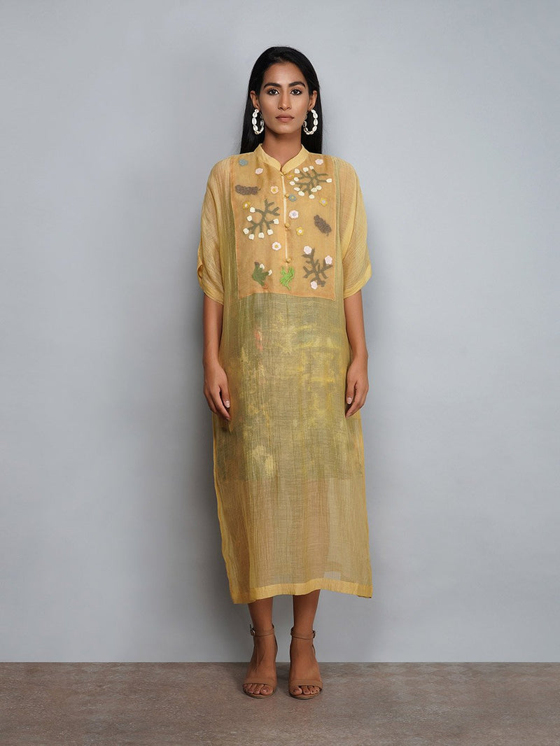 Yavi   I   Solid Chanderi Dress With Slip - Shop Cult Modern