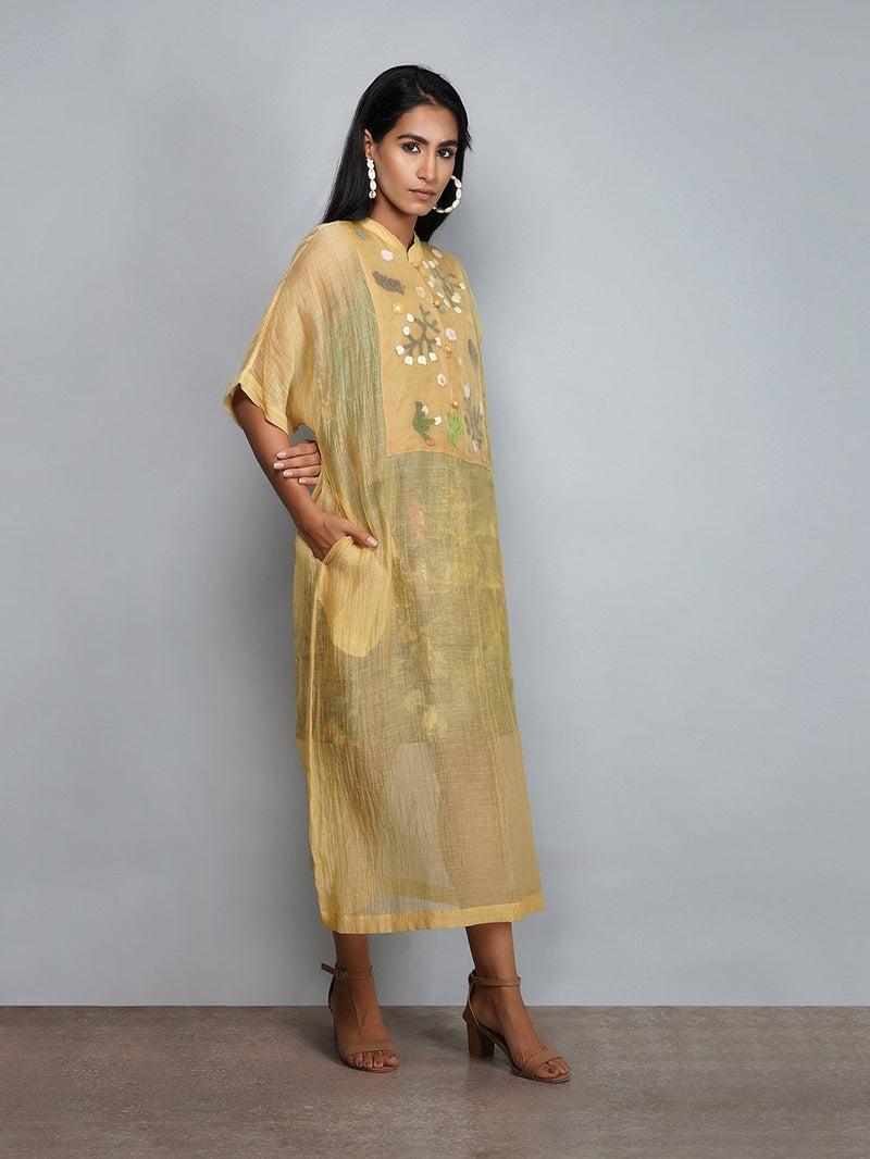 Yavi   I   Solid Chanderi Dress With Slip - Shop Cult Modern