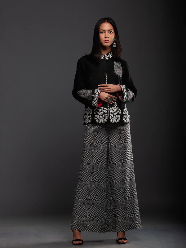 Sanskar by Sonam Dubal - Black And White Check Printed Pants - Shop Cult Modern
