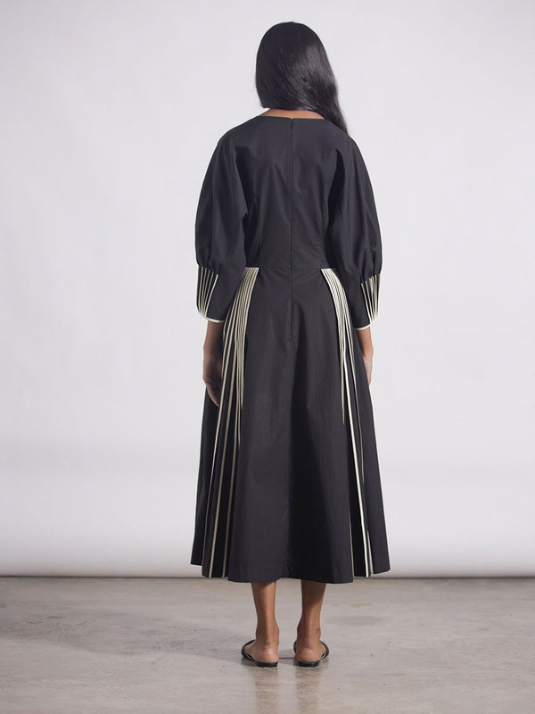 Bodice   I   Dress-V-Neck-Dress-Long-Sleeves-With-Signature-Bound-Pleating-On-The-Front - Shop Cult Modern
