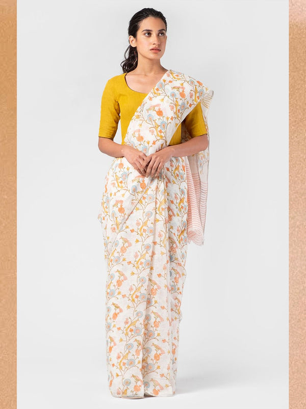 Anavila  I   essential-summer-block-printed-sari - Shop Cult Modern