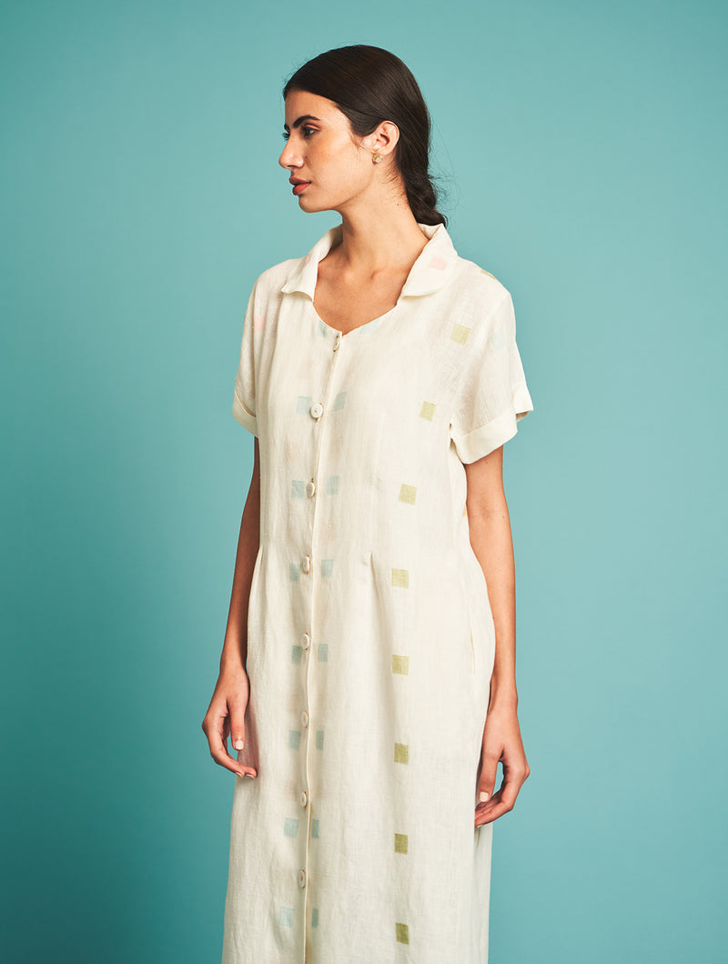 Manan   I   Kita Jamdani Linen Dress  Jamdani Collections - Shop Cult Modern