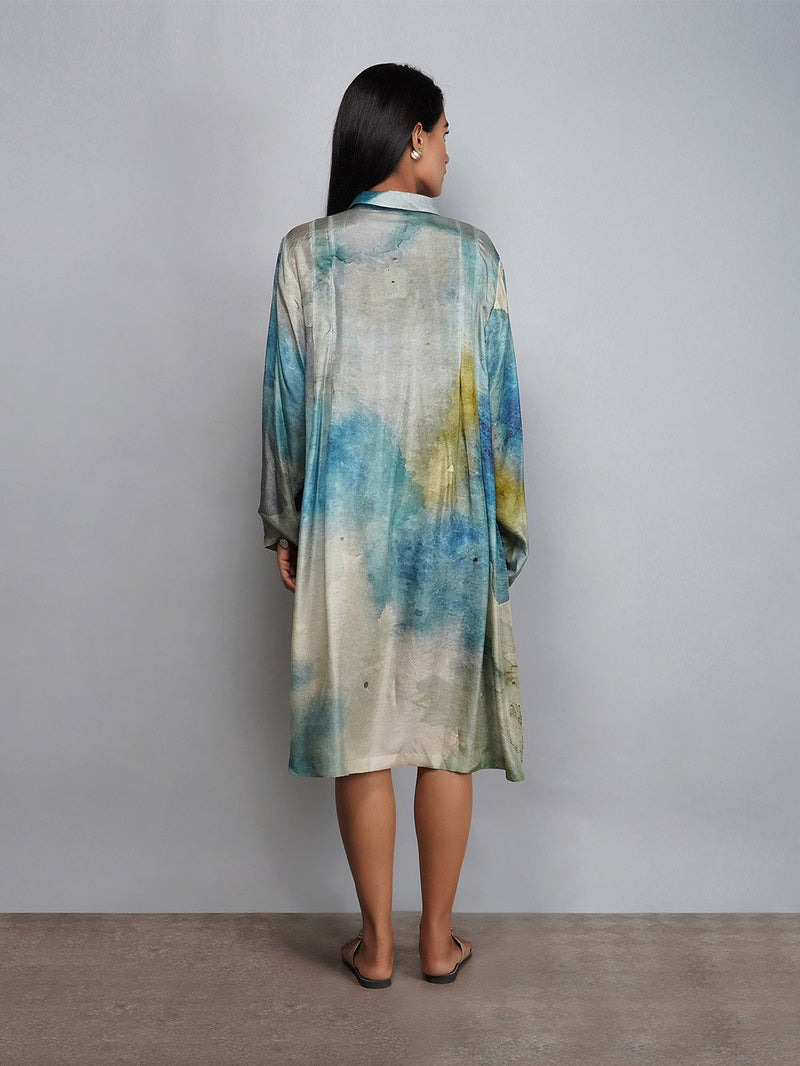 Yavi   I   Printed Silk Dress With Embroidered Jacket - Shop Cult Modern