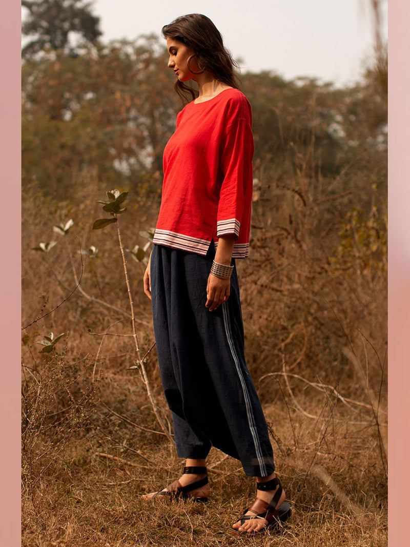 Payal Pratap   -   Top Walter  I  Round Neck Top With Hand Detailing And Contrasting Selvedge - Shop Cult Modern
