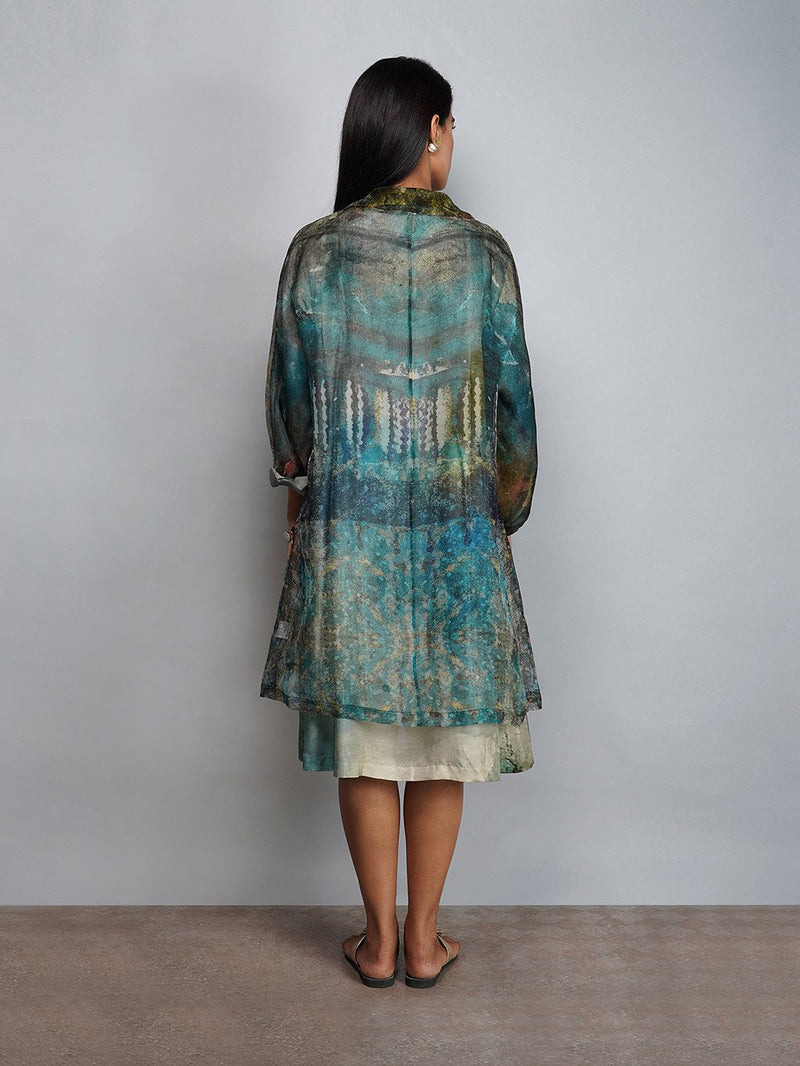 Yavi   I   Silk Printed Dress With Printed Silk Organza Jacket - Shop Cult Modern