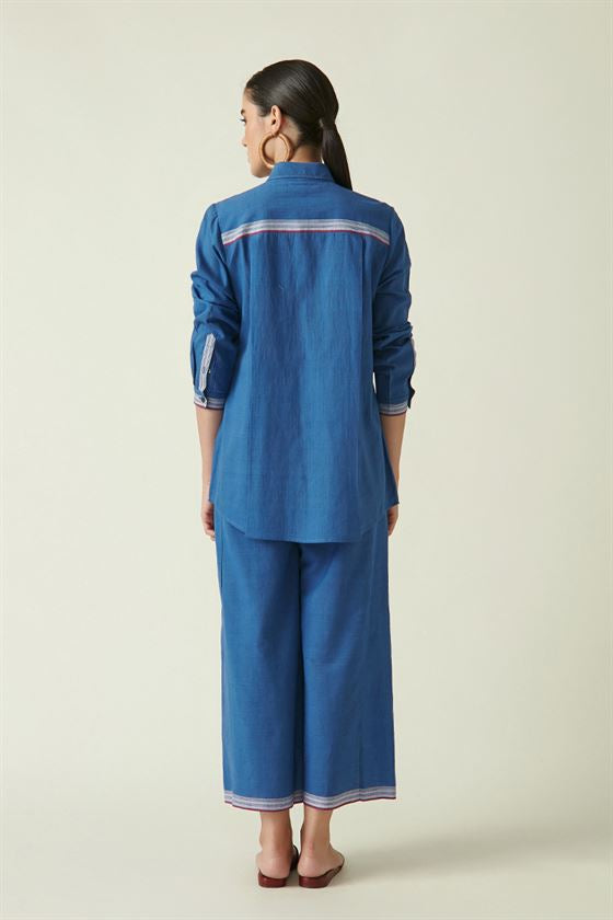 Payal Pratap   I   Greektown Camilus Smocked Top Cotton Handloom Blue   Transition Edit 1T-8 - Shop Cult Modern