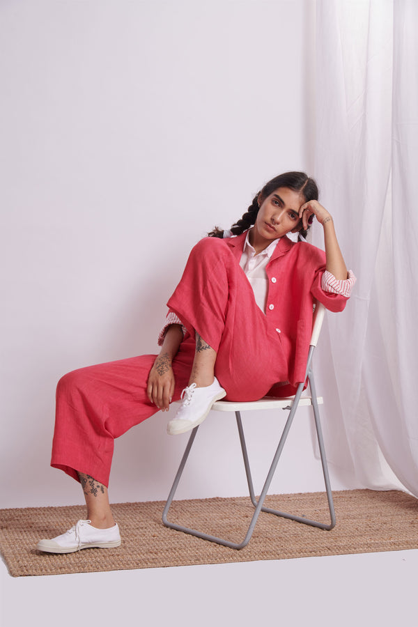 The Plavate I Gorodok Letâ€™s not go anywhere Co- ord Set Linen Raspberry Daily Collection AW22-27 - Shop Cult Modern
