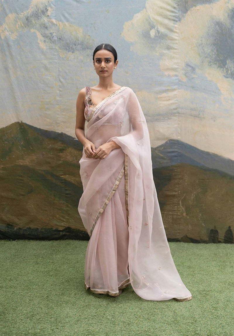 Organza silk saree, light pink saree, saree for women, fancy saree