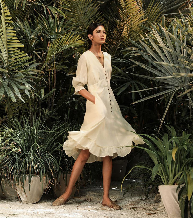 Khara Kapas   -   Little Egret White  midi dress - Another Day in Paradise - Shop Cult Modern