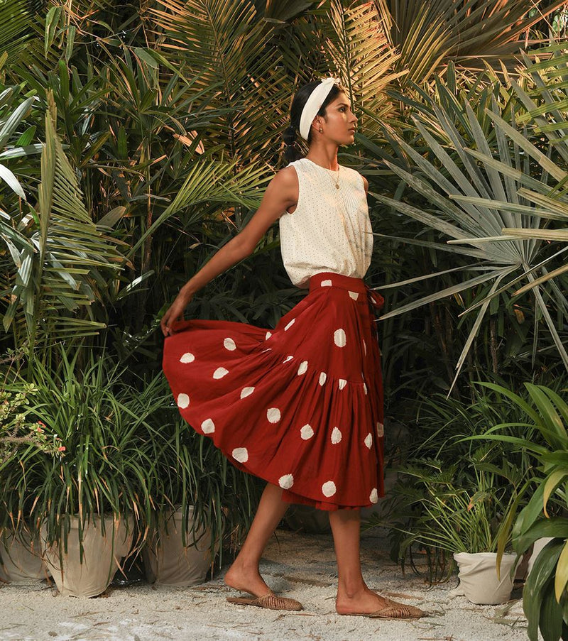 Khara Kapas   -   Deep red polka skirt Mushroom Head Deep red polka skirt Mushroom Head - Another Day in Paradise - Shop Cult Modern