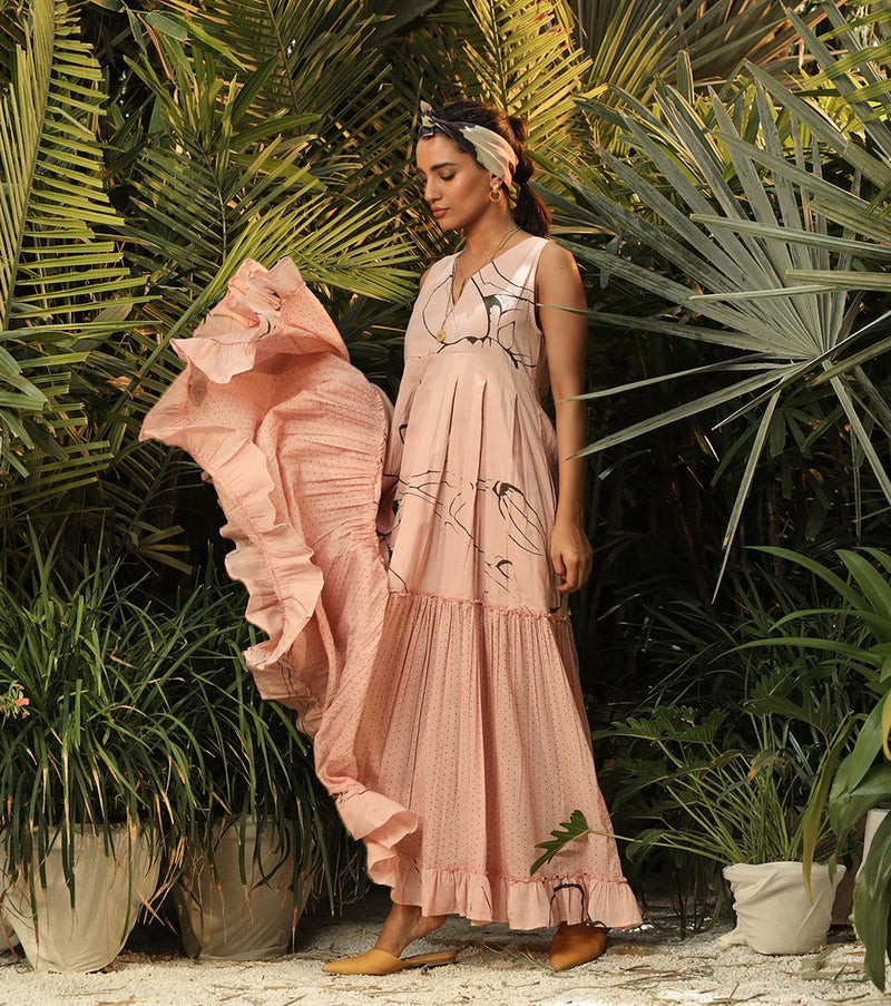 Khara Kapas   -   Whispering Winds Pink floral tiered dress - Another Day in Paradise - Shop Cult Modern