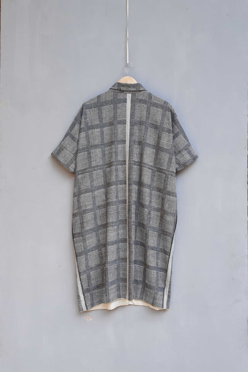 Urvashi Kaur   I   Fukuoka SHIRT WILLOW Hand Spun Cotton slate TESSELLATE- 10 - Shop Cult Modern