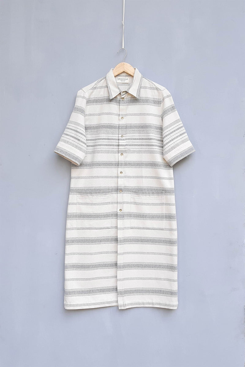 Urvashi Kaur   I   Shunyi SHIRT DRESS TOBA 100% handloom cotton Shell TESSELLATE- 65 - Shop Cult Modern