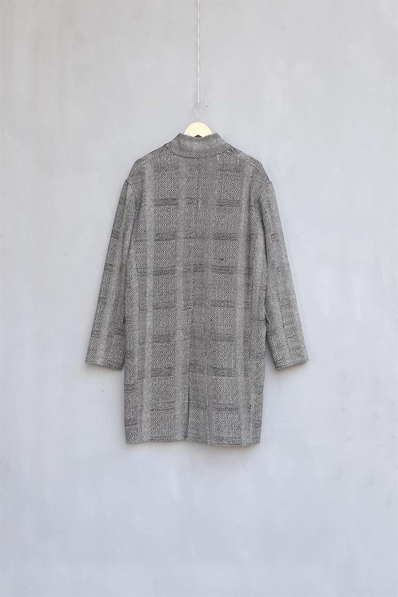 Urvashi Kaur   I   Yohji JACKET PROTO 100% handloom cotton slate TESSELLATE- 40 - Shop Cult Modern