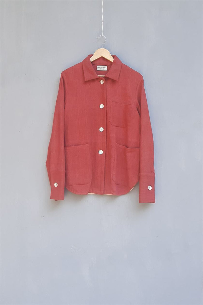 Urvashi Kaur   I   Subaru JACKET SUELO 100% handloom cotton brick TESSELLATE- 55 - Shop Cult Modern