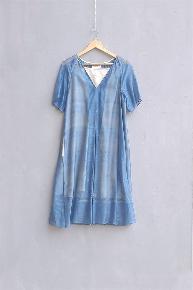 Urvashi Kaur   I   Nagasaki DRESS CELIA handloom jamdani cotton-silk
 Teal TESSELLATE- 18 - Shop Cult Modern