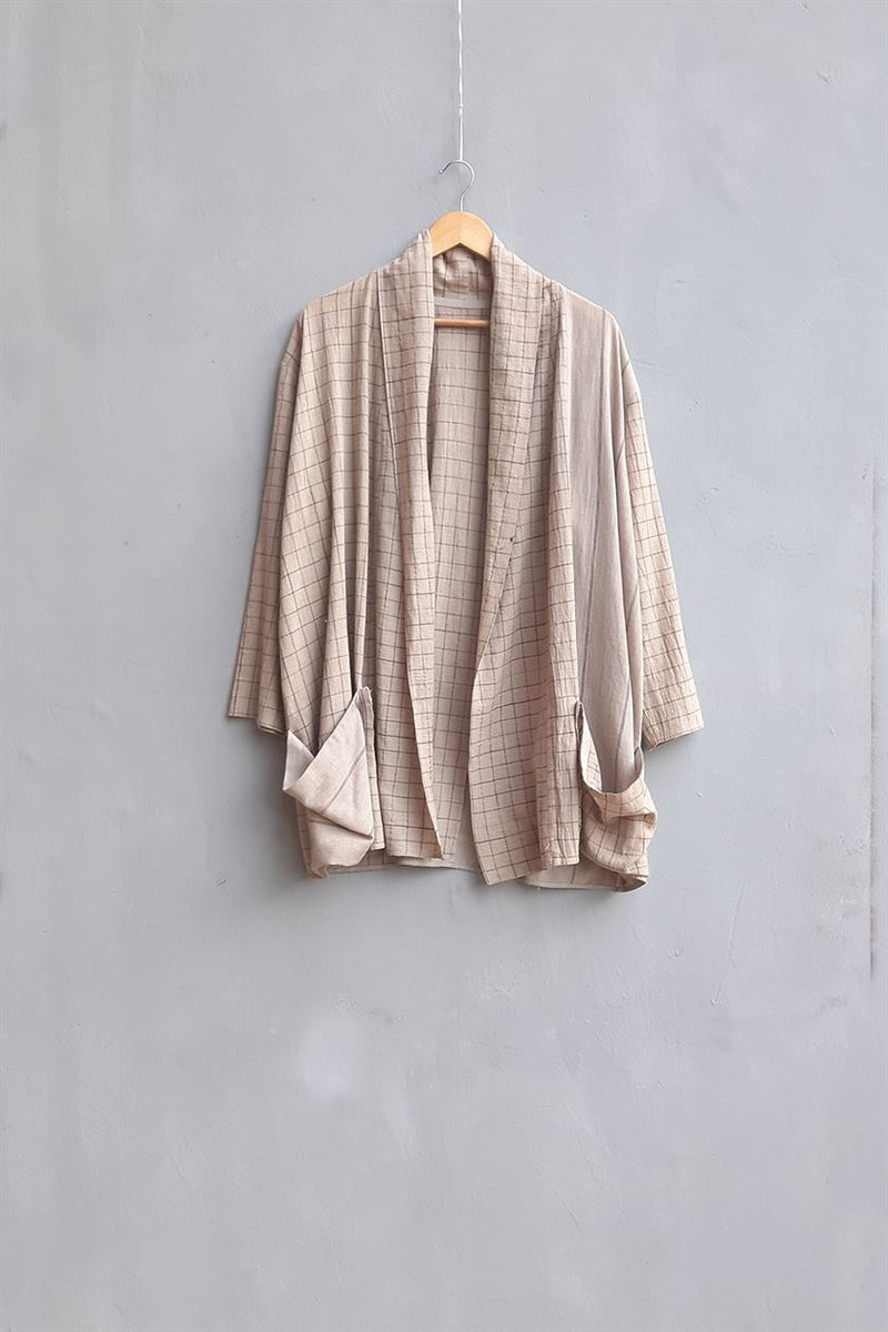 Urvashi Kaur   I  Matsumoto  JACKET ALLUVIAL JACKET handwoven organic cotton nude TESSELLATE- 50 - Shop Cult Modern