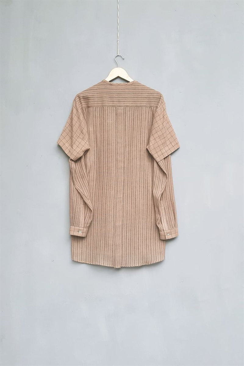 Urvashi Kaur   I   Puxi SHIRT OKA kala cotton nude TESSELLATE- 62 - Shop Cult Modern