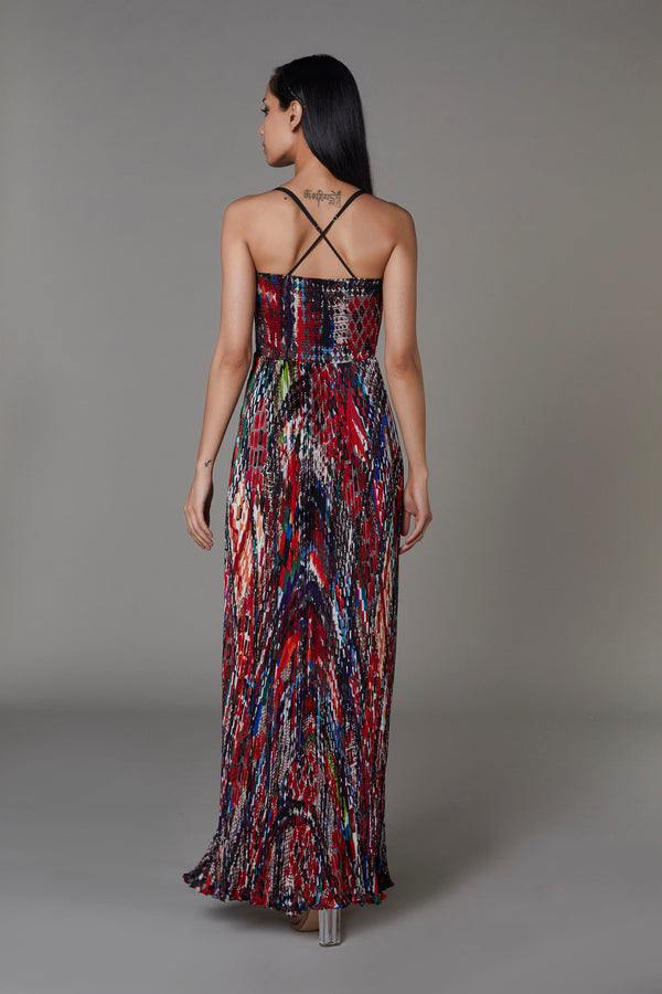 Saaksha & KinniÂ    I   AK print bustier dress Chiffon Multi SS22141 - Shop Cult Modern