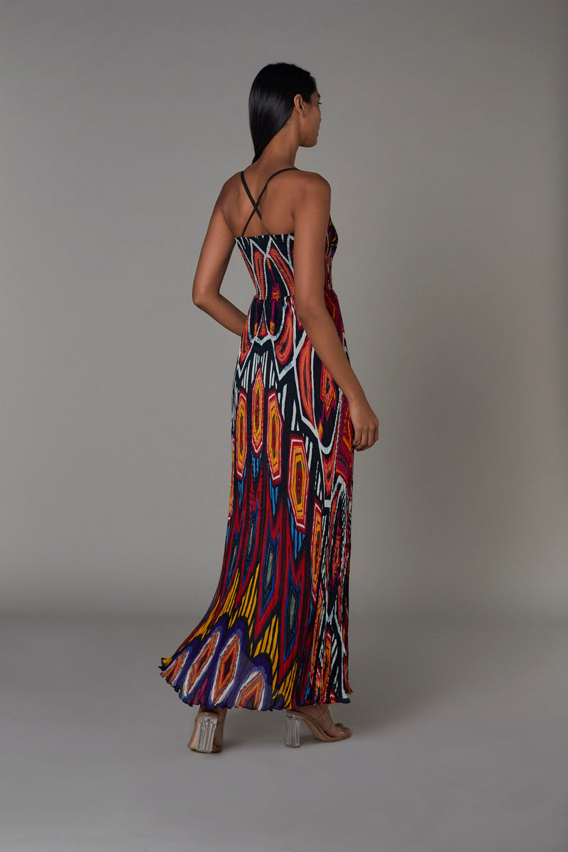 Saaksha & KinniÂ    I   Afghani print asymmetric bustier dress Chiffon Multi SS22047 - Shop Cult Modern