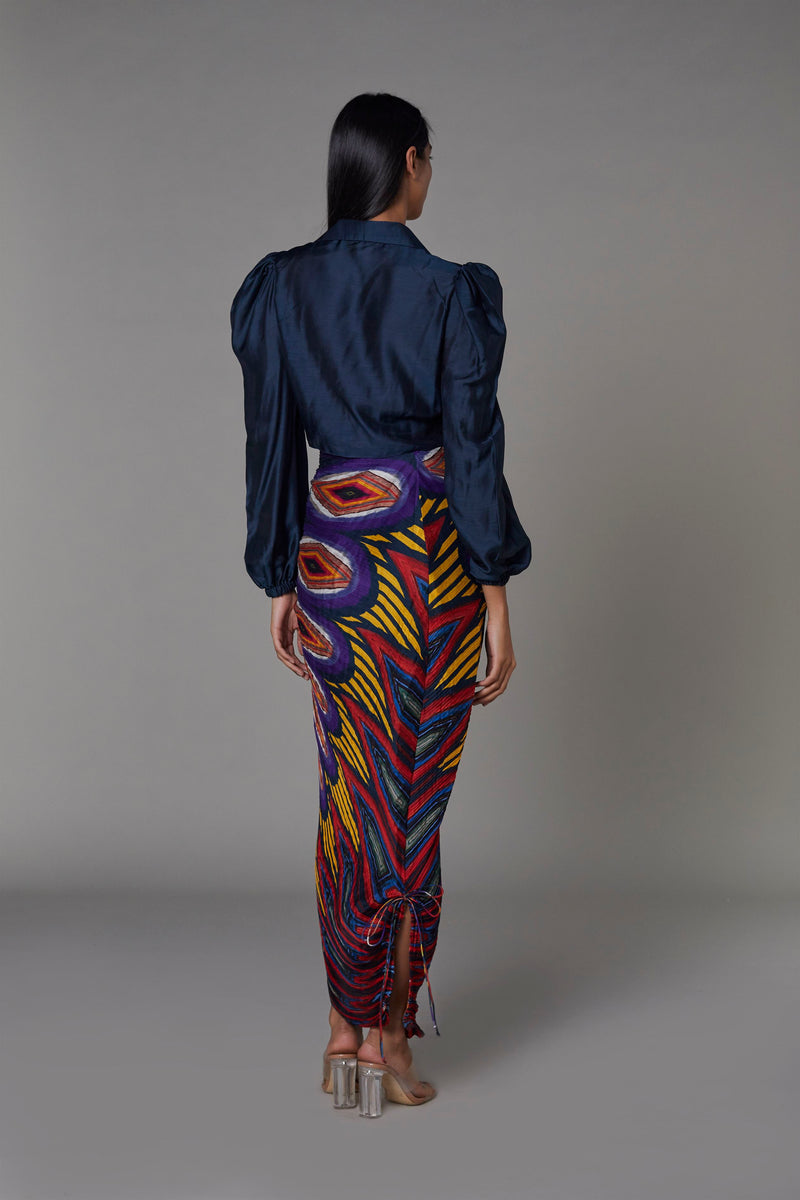 Saaksha & KinniÂ    I   Non print navy blue knot shirt

Afghani circle zipper beach skirt Cotton Silk Blouse - Navy Blue

Skirt - Multi   SS22050

  SS22013 - Shop Cult Modern