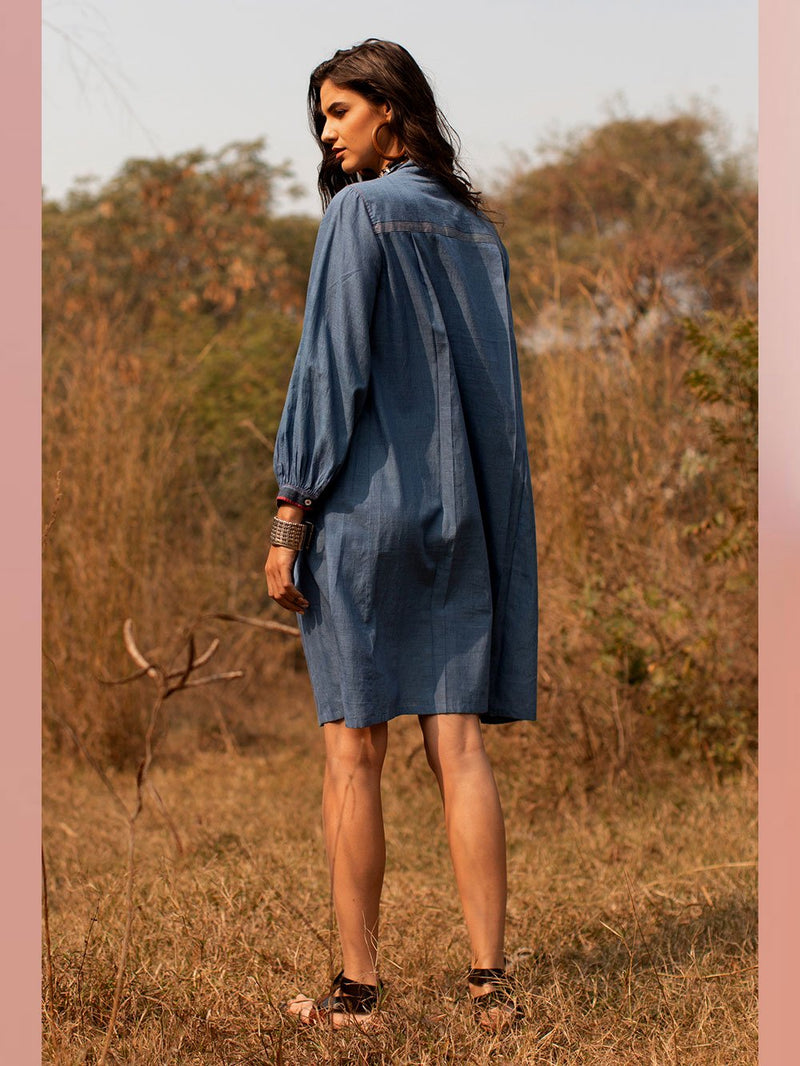 Payal Pratap   -   Tunic Keith  I  Collared Tunic With Smocking And Contrasting Placket - Shop Cult Modern